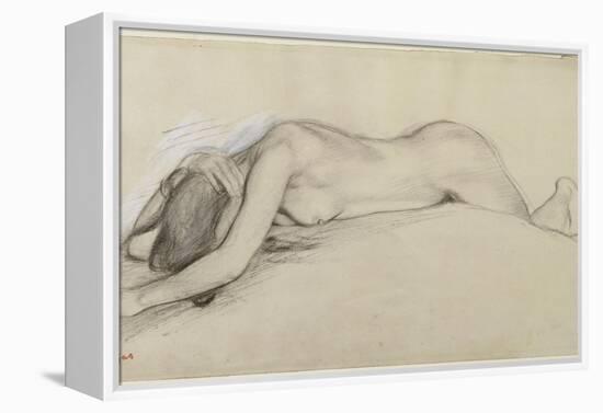 Femme nue allongée sur le ventre, la tête entre les bras-Edgar Degas-Framed Premier Image Canvas