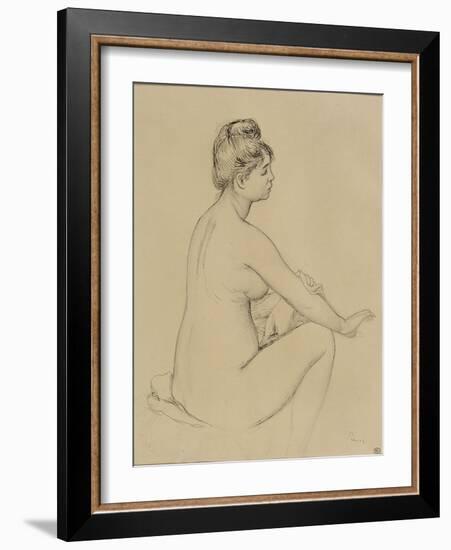 Femme nue assise, de profil à droite, s'essuyant le bras-Pierre-Auguste Renoir-Framed Giclee Print