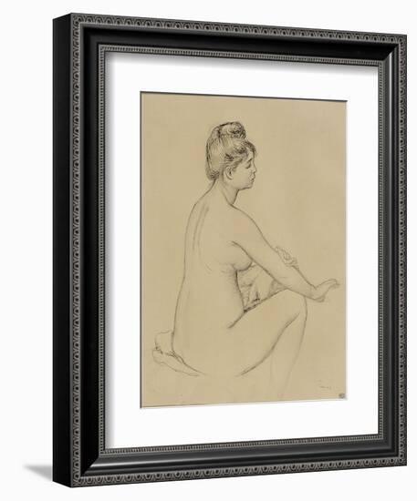 Femme nue assise, de profil à droite, s'essuyant le bras-Pierre-Auguste Renoir-Framed Giclee Print