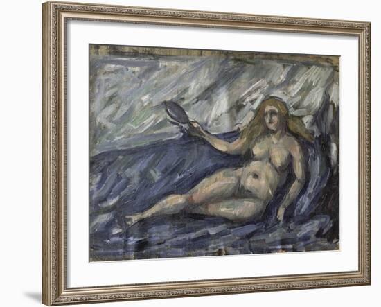 Femme nue au miroir-Paul Cézanne-Framed Giclee Print
