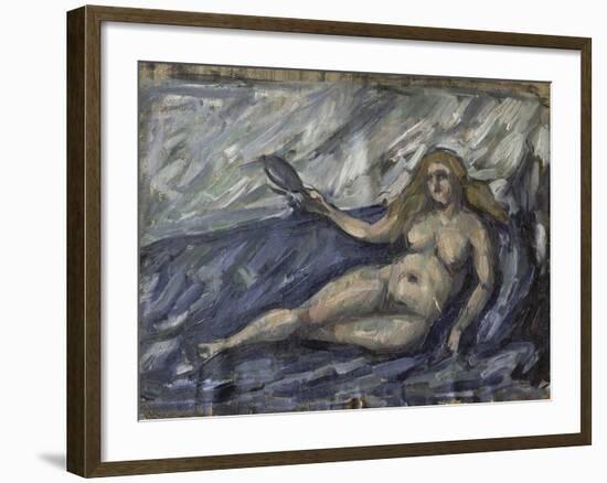 Femme nue au miroir-Paul Cézanne-Framed Giclee Print