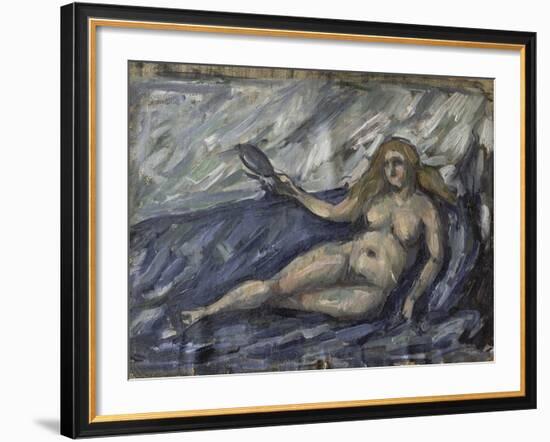 Femme nue au miroir-Paul Cézanne-Framed Giclee Print