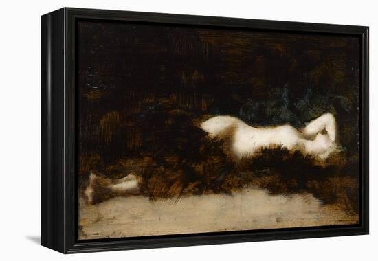 Femme nue couchée dans une fourrure-Jean Jacques Henner-Framed Premier Image Canvas