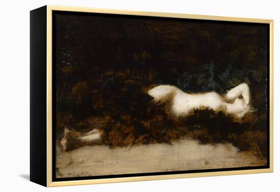 Femme nue couchée dans une fourrure-Jean Jacques Henner-Framed Premier Image Canvas