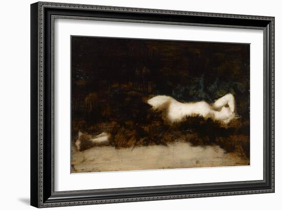 Femme nue couchée dans une fourrure-Jean Jacques Henner-Framed Giclee Print