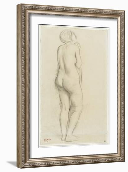 Femme nue, debout, de dos, tournée vers la droite-Edgar Degas-Framed Giclee Print