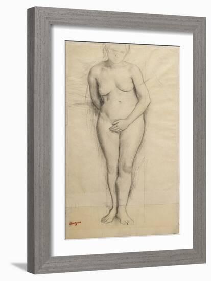 Femme nue, debout, de face, étude pour Scène de guerre-Edgar Degas-Framed Giclee Print