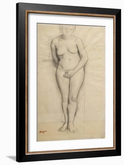 Femme nue, debout, de face, étude pour Scène de guerre-Edgar Degas-Framed Giclee Print
