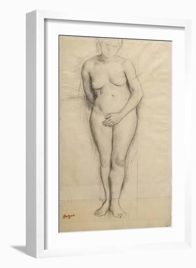 Femme nue, debout, de face, étude pour Scène de guerre-Edgar Degas-Framed Giclee Print