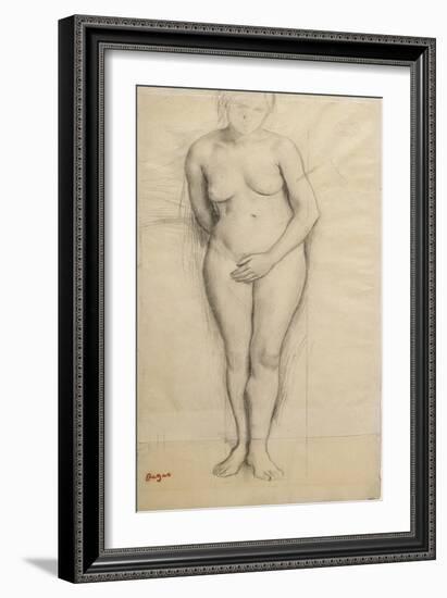 Femme nue, debout, de face, étude pour Scène de guerre-Edgar Degas-Framed Giclee Print