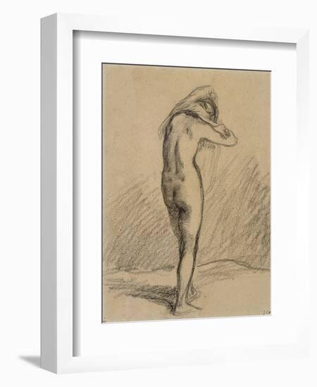 Femme nue, debout et vue de dos, mettant sa chemise-Jean-François Millet-Framed Giclee Print