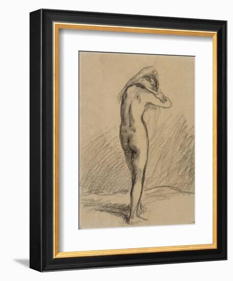 Femme nue, debout et vue de dos, mettant sa chemise-Jean-François Millet-Framed Giclee Print