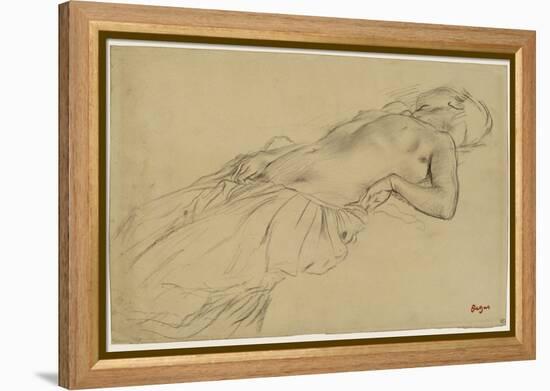 Femme nue, étendue sur le dos-Edgar Degas-Framed Premier Image Canvas