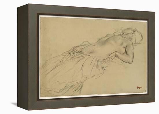 Femme nue, étendue sur le dos-Edgar Degas-Framed Premier Image Canvas