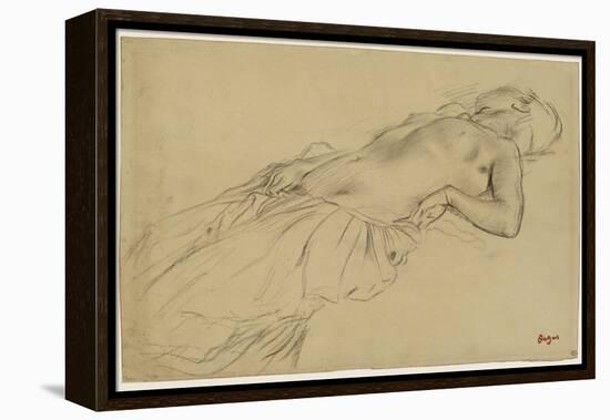 Femme nue, étendue sur le dos-Edgar Degas-Framed Premier Image Canvas