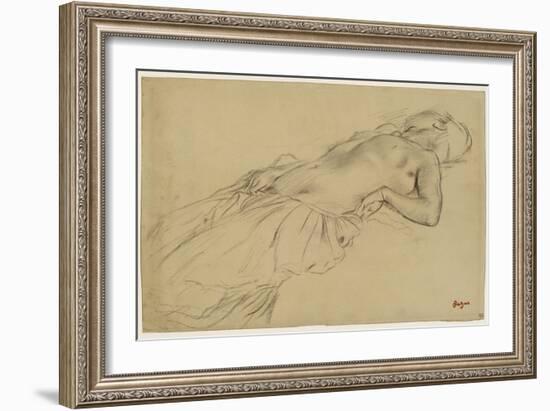Femme nue, étendue sur le dos-Edgar Degas-Framed Giclee Print