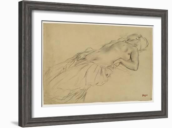 Femme nue, étendue sur le dos-Edgar Degas-Framed Giclee Print