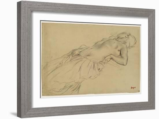 Femme nue, étendue sur le dos-Edgar Degas-Framed Giclee Print