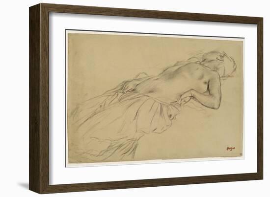 Femme nue, étendue sur le dos-Edgar Degas-Framed Giclee Print