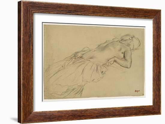 Femme nue, étendue sur le dos-Edgar Degas-Framed Giclee Print