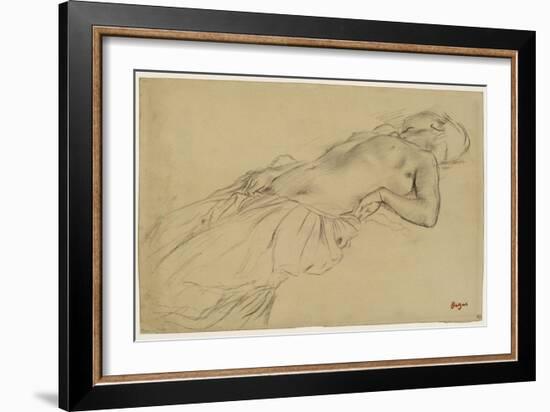 Femme nue, étendue sur le dos-Edgar Degas-Framed Giclee Print