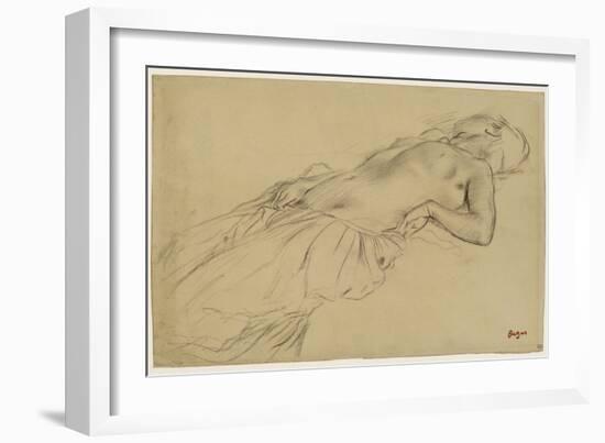 Femme nue, étendue sur le dos-Edgar Degas-Framed Giclee Print