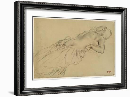 Femme nue, étendue sur le dos-Edgar Degas-Framed Giclee Print