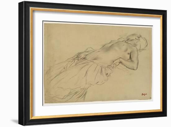 Femme nue, étendue sur le dos-Edgar Degas-Framed Giclee Print