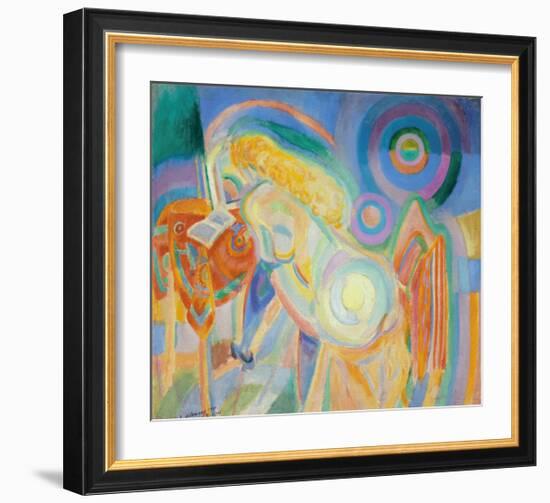 Femme Nue Lisant, 1915-Robert Delaunay-Framed Premium Giclee Print