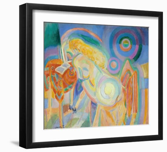 Femme Nue Lisant, 1915-Robert Delaunay-Framed Premium Giclee Print