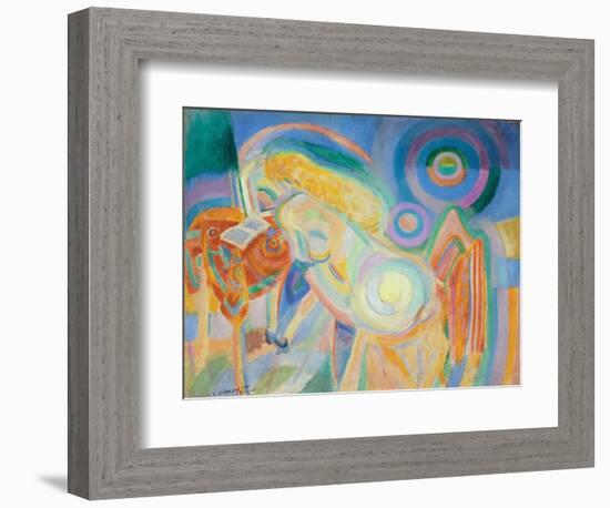 Femme Nue Lisant (Nude Woman Reading)-Robert Delaunay-Framed Giclee Print