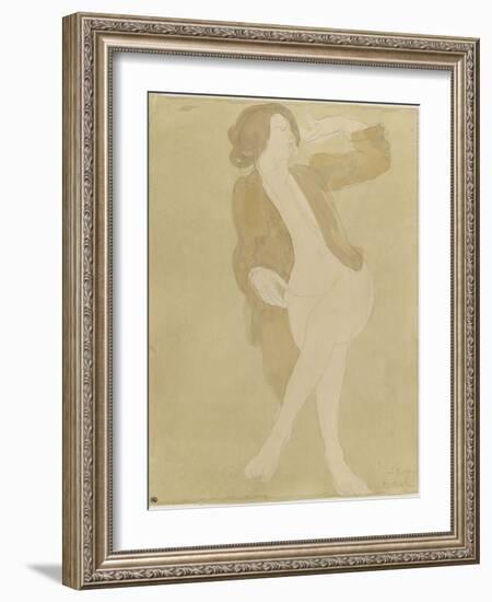 Femme nue, portant une veste brune-Auguste Rodin-Framed Giclee Print