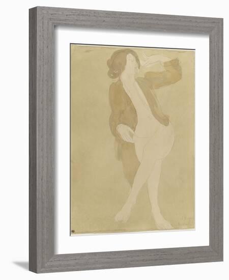 Femme nue, portant une veste brune-Auguste Rodin-Framed Giclee Print