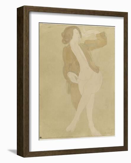 Femme nue, portant une veste brune-Auguste Rodin-Framed Giclee Print