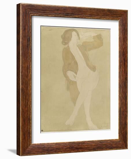 Femme nue, portant une veste brune-Auguste Rodin-Framed Giclee Print