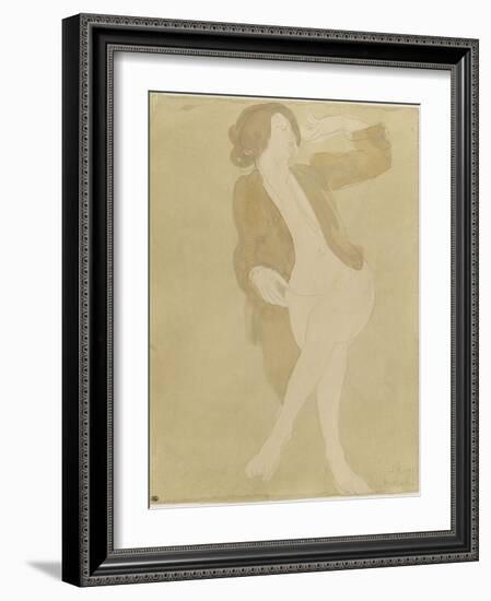 Femme nue, portant une veste brune-Auguste Rodin-Framed Giclee Print