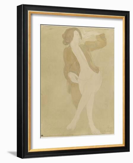 Femme nue, portant une veste brune-Auguste Rodin-Framed Giclee Print