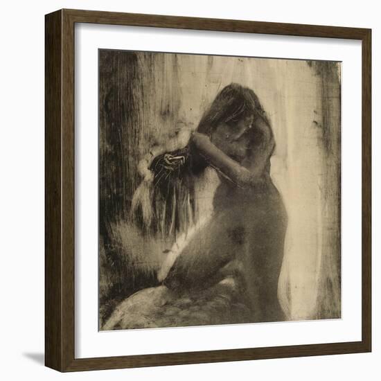 Femme, nue, se coiffant-Edgar Degas-Framed Giclee Print