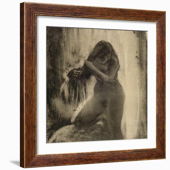 Femme, nue, se coiffant-Edgar Degas-Framed Giclee Print