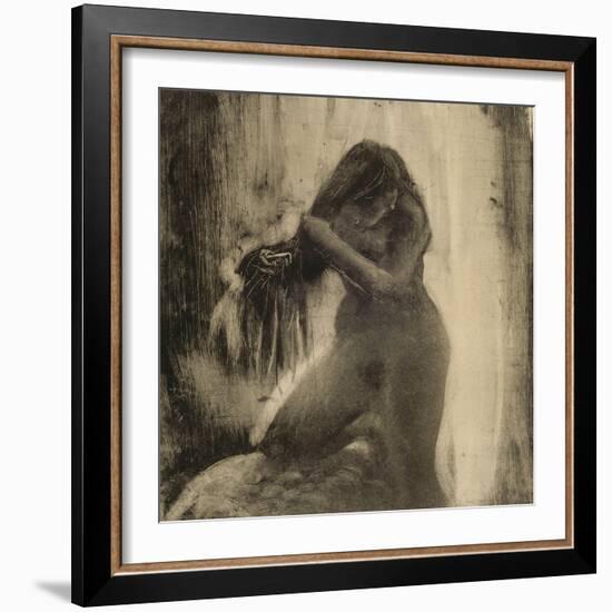 Femme, nue, se coiffant-Edgar Degas-Framed Giclee Print