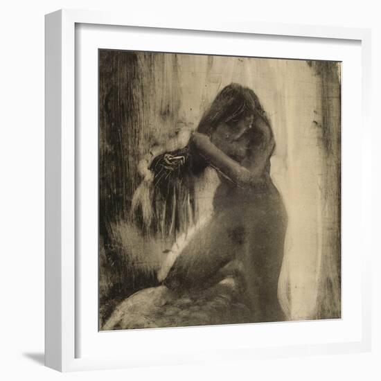 Femme, nue, se coiffant-Edgar Degas-Framed Giclee Print