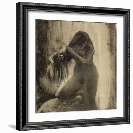 Femme, nue, se coiffant-Edgar Degas-Framed Giclee Print