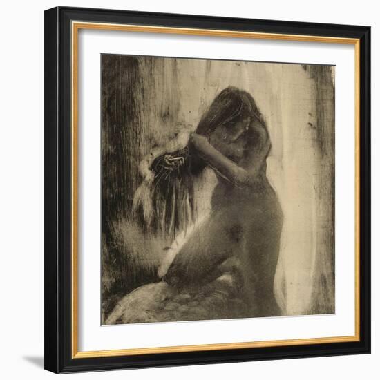 Femme, nue, se coiffant-Edgar Degas-Framed Giclee Print