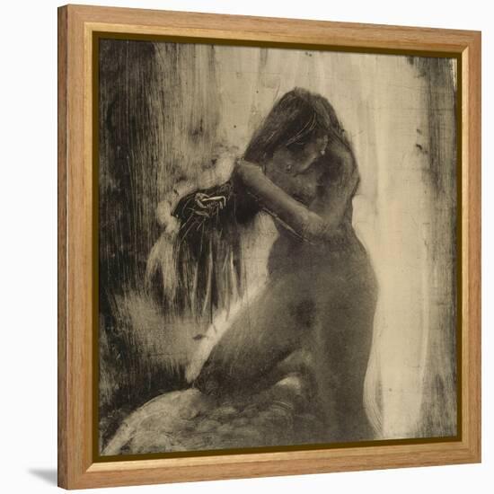 Femme, nue, se coiffant-Edgar Degas-Framed Premier Image Canvas