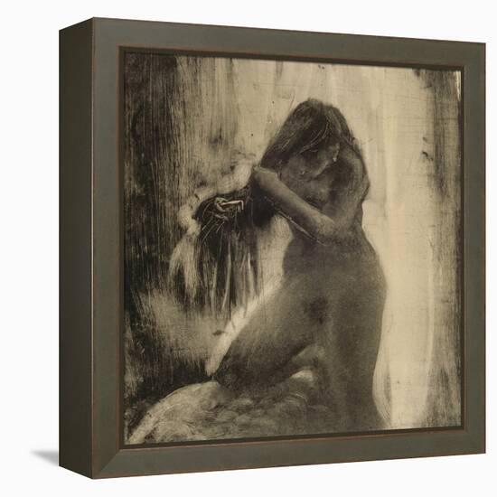 Femme, nue, se coiffant-Edgar Degas-Framed Premier Image Canvas