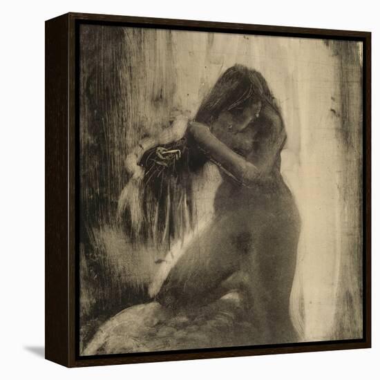 Femme, nue, se coiffant-Edgar Degas-Framed Premier Image Canvas