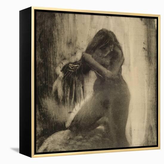 Femme, nue, se coiffant-Edgar Degas-Framed Premier Image Canvas