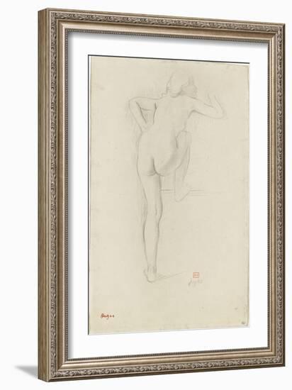 Femme nue vue de dos,  montant dans un char-Edgar Degas-Framed Giclee Print