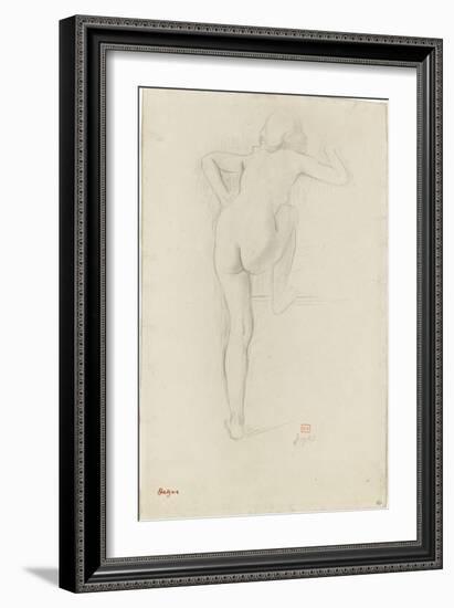 Femme nue vue de dos,  montant dans un char-Edgar Degas-Framed Giclee Print