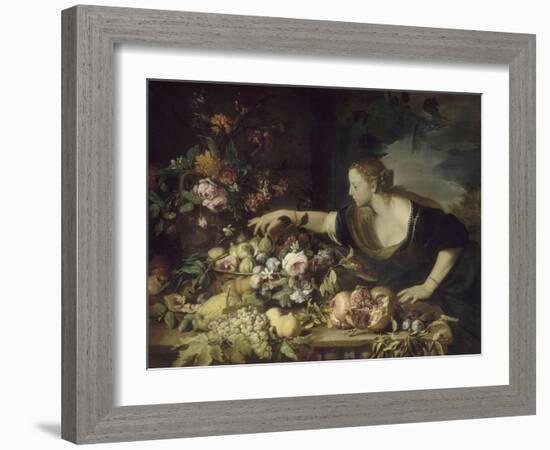 Femme prenant des fruits-Pier Francesco Mola-Framed Giclee Print